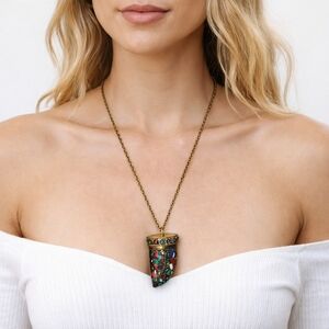 Vintage multi‎ color brass horn necklace